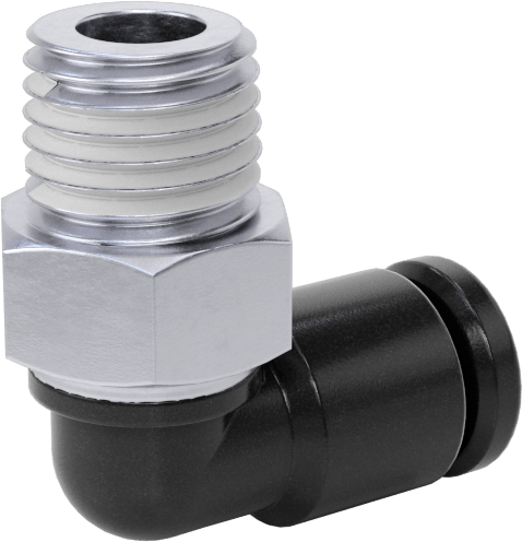 Hava için Bas-Bağlan Boru Bağlantı Parçası, 90 Derece Döner Dirsek, 1/8" Dış Çaplı Boru x 1/16 NPT Erkek