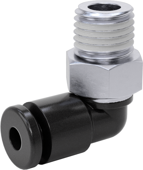 Hava için Bas-Bağlan Boru Bağlantı Parçası, 90 Derece Döner Dirsek, 1/8" Dış Çaplı Boru x 1/16 NPT Erkek