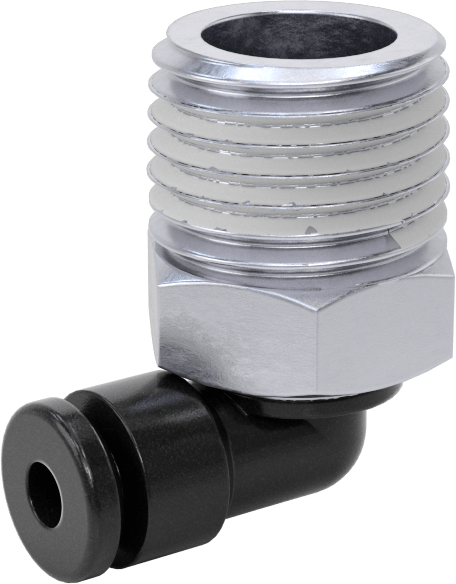 Hava için Bas-Bağlan Boru Bağlantı Parçası, 90 Derece Döner Dirsek, 1/8" Boru Dış Çapı x 1/4 NPT Erkek