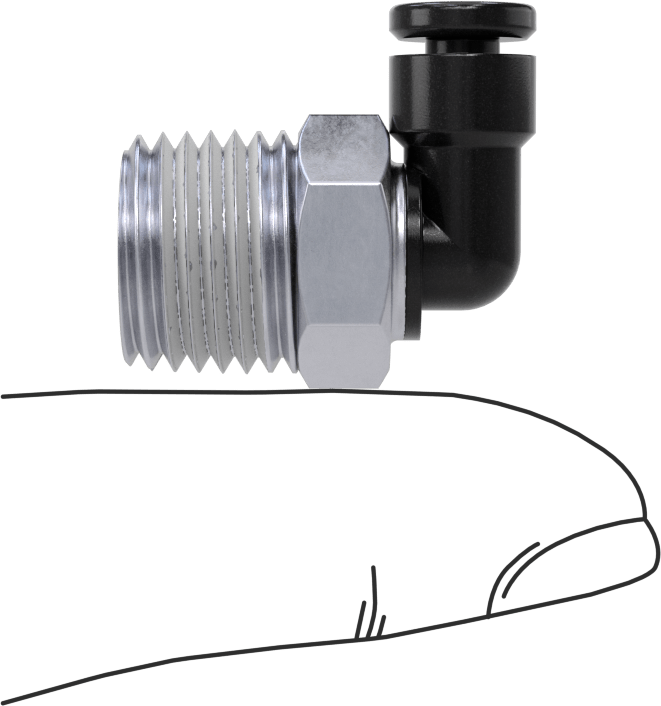 Hava için Bas-Bağlan Boru Bağlantı Parçası, 90 Derece Döner Dirsek, 1/8" Boru Dış Çapı x 1/4 NPT Erkek