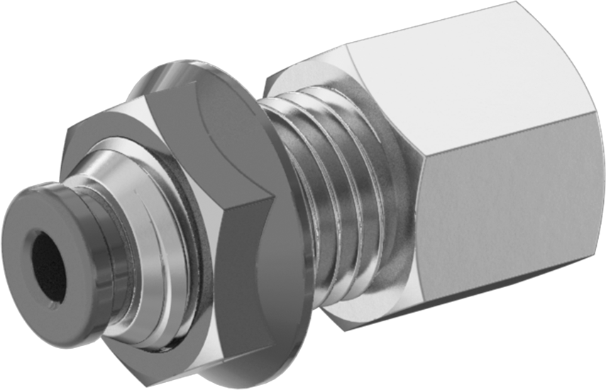 Hava için Bas-Bağlan Boru Bağlantı Parçası, Duvar Geçişli Adaptör, 1/8" Dış Çaplı Boru x 1/8 NPT Dişi için