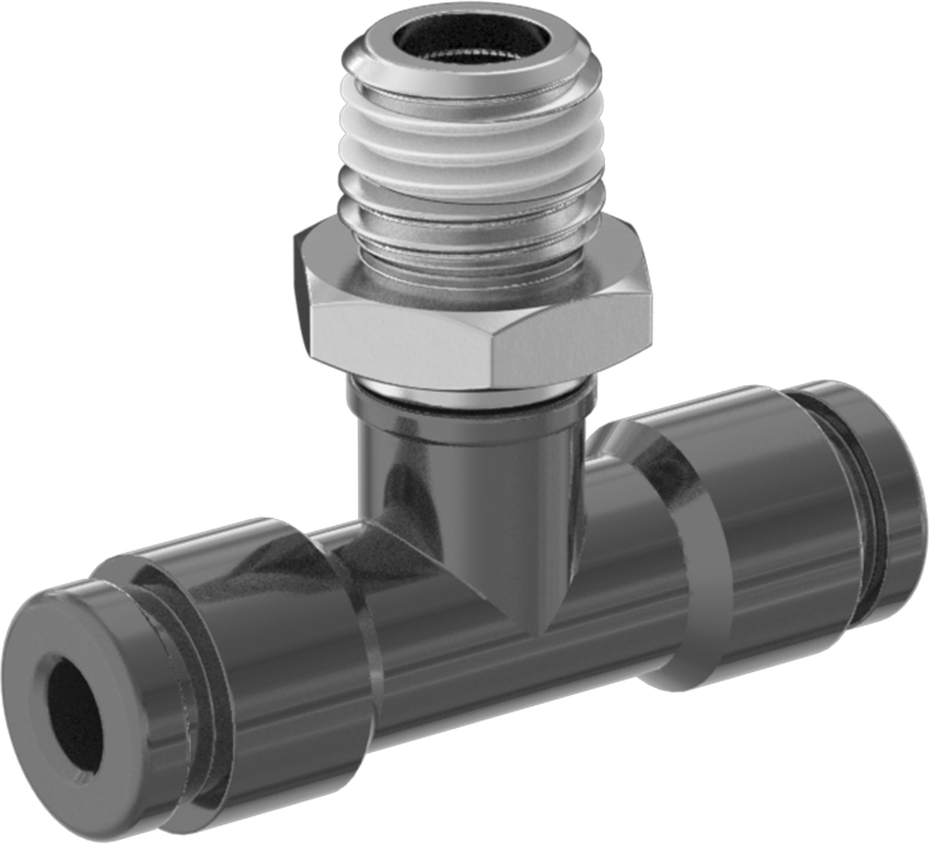Hava için Bas-Bağlan Boru Bağlantı Parçası, Hat Üstü T, 1/8" Dış Çaplı Boru x 1/16 NPT Erkek