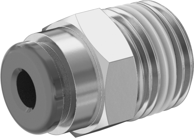 Hava için Bas-Bağlan Boru Bağlantı Parçası, Düz Adaptör, 1/8" Boru Dış Çapı x 1/8 BSPT Erkek