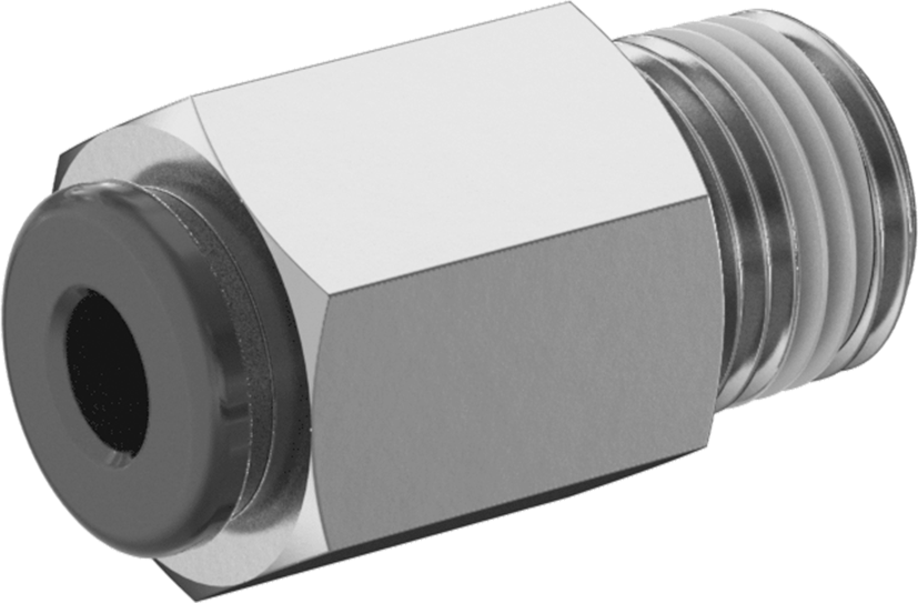 Hava için Bas-Bağlan Boru Bağlantı Parçası, Kapatma Mekanizmalı, 5/32" Dış Çaplı Boru x 1/8 NPT Erkek Adaptör