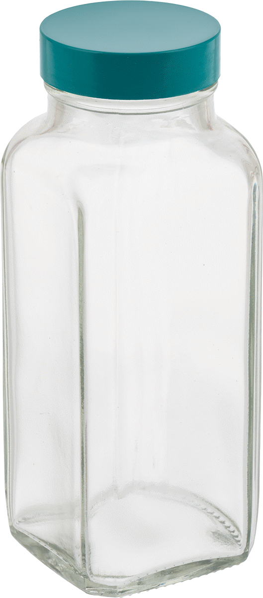 Şeffaf Cam Şişe, Kare, 2 FL. oz Kapasite
