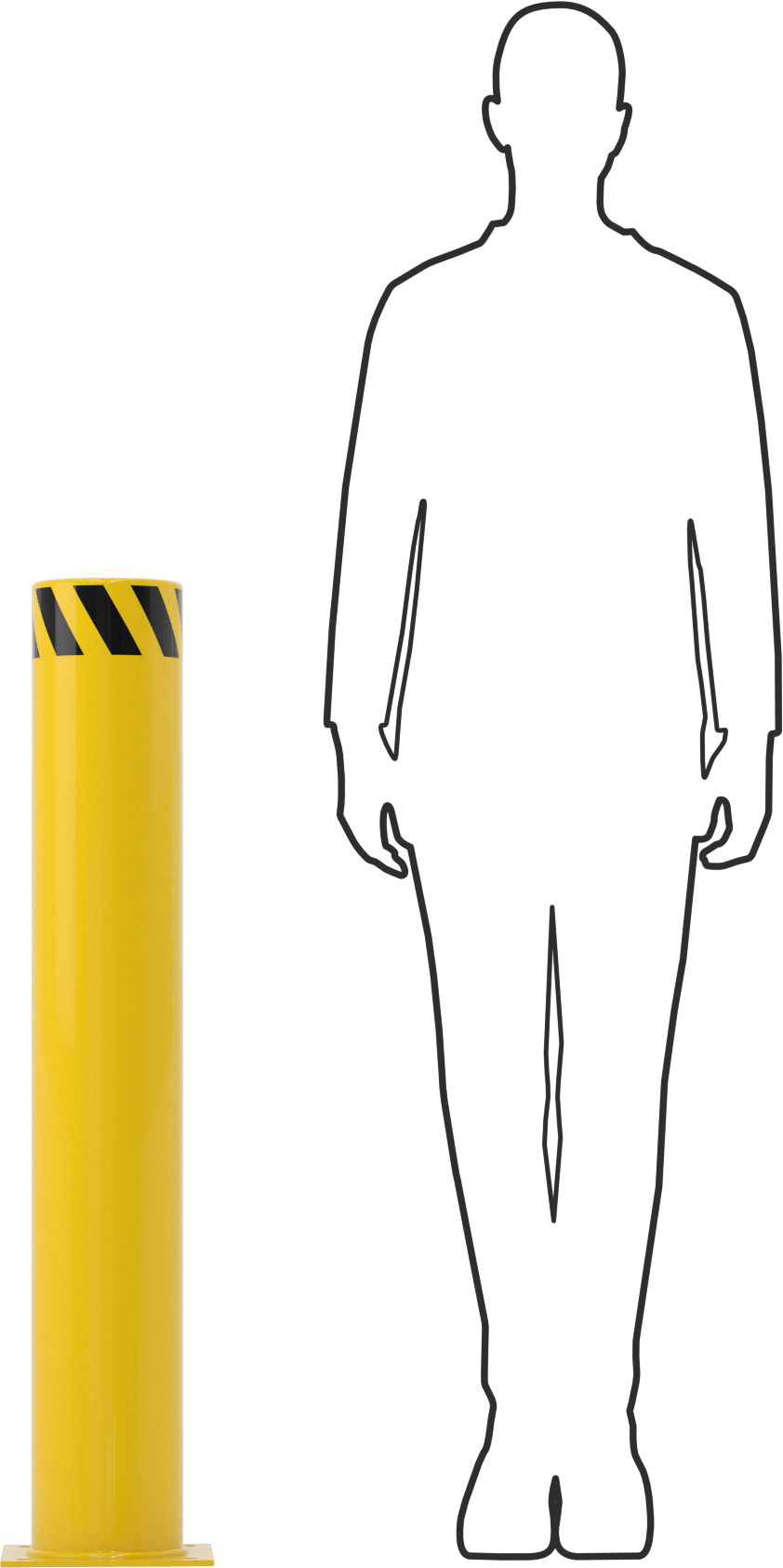 Bollard, Bantlı Kapalı Üst, 42" Yükseklik