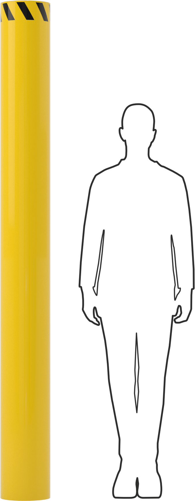 Bollard, Bantlı Açık Üst, Zemin Altı Montajı, 84 inç Yükseklik, 8-1/2" Çap