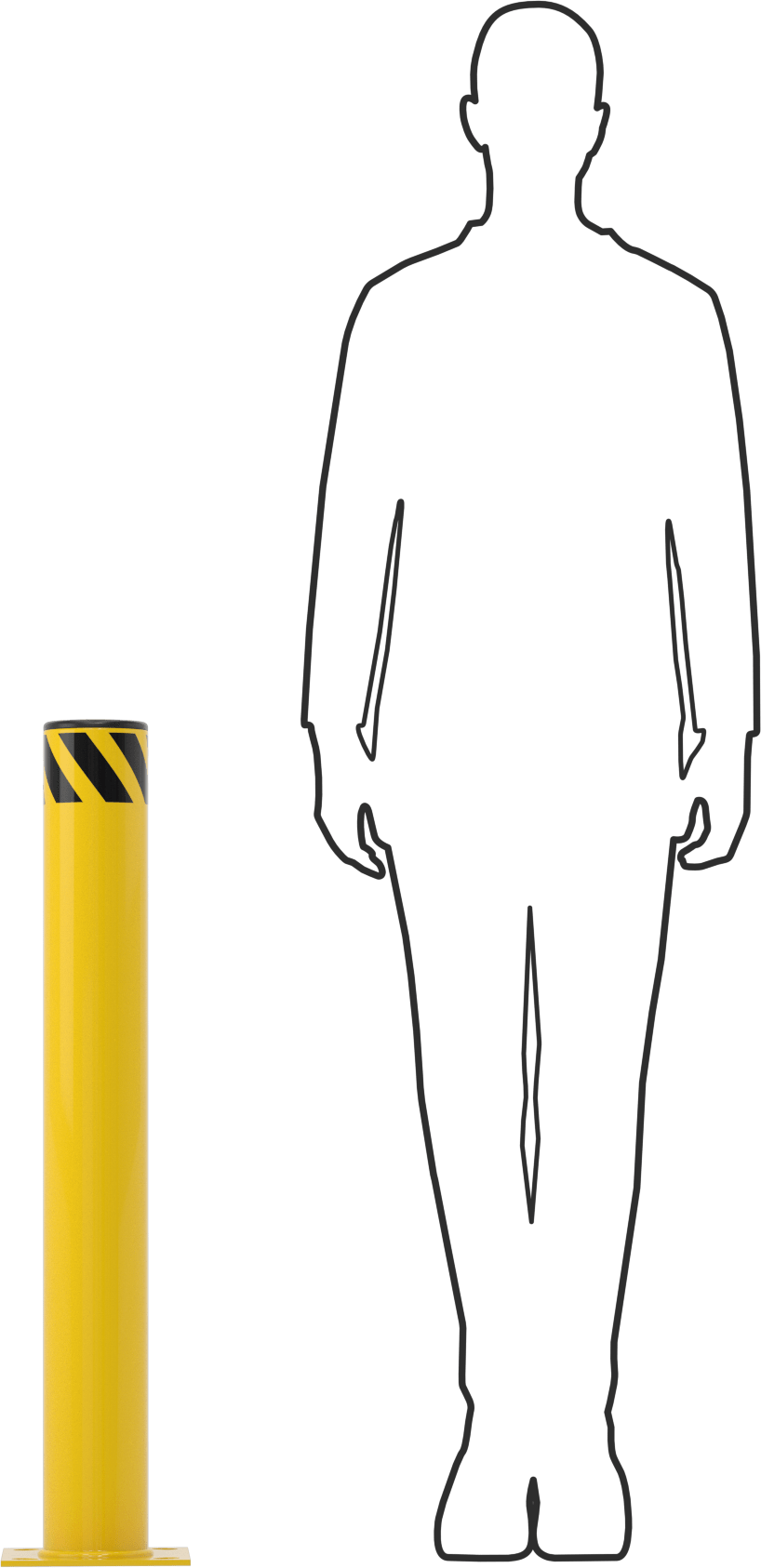 Bollard, Bantlı Açık Üst, Cıvatalı Montaj, 36" Yükseklik, 4-1/2" Çap