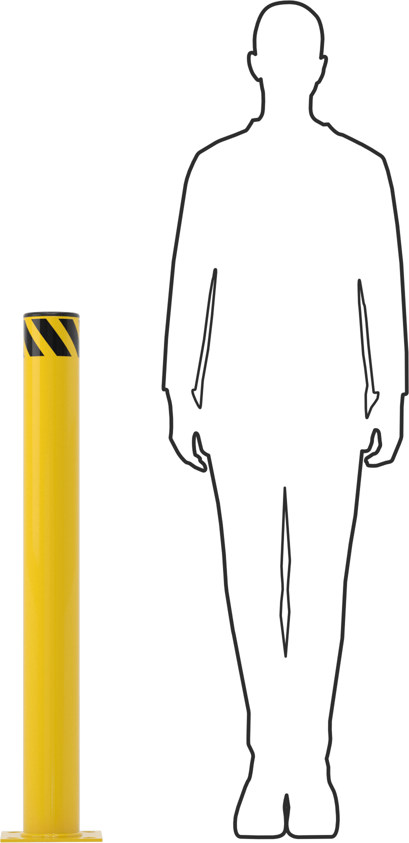 Bollard, Bantlı Açık Üst, Cıvatalı Montaj, 42" Yükseklik, 4-1/2" Çap