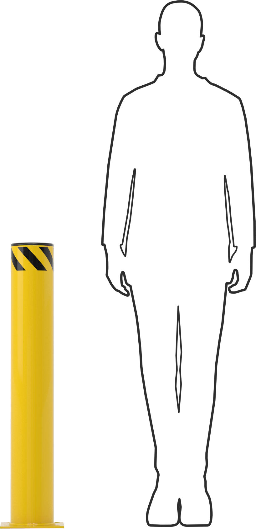 Bollard, Bantlı Açık Üst, Cıvatalı Montaj, 36" Yükseklik, 5-1/2" Çap