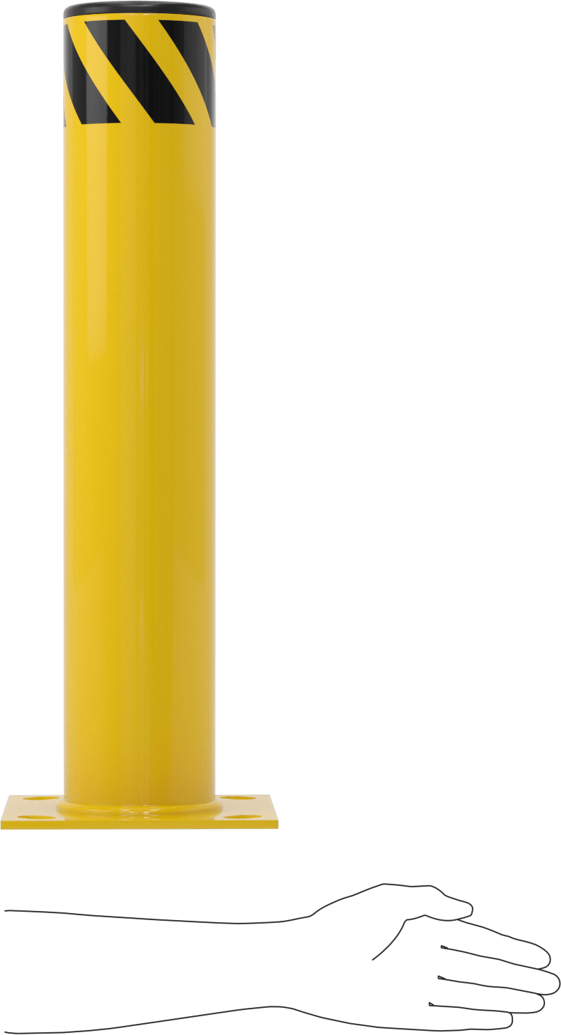 Bollard, Bantlı Açık Üst, Cıvatalı Montaj, 24 inç Yükseklik, 4-1/2" Çap
