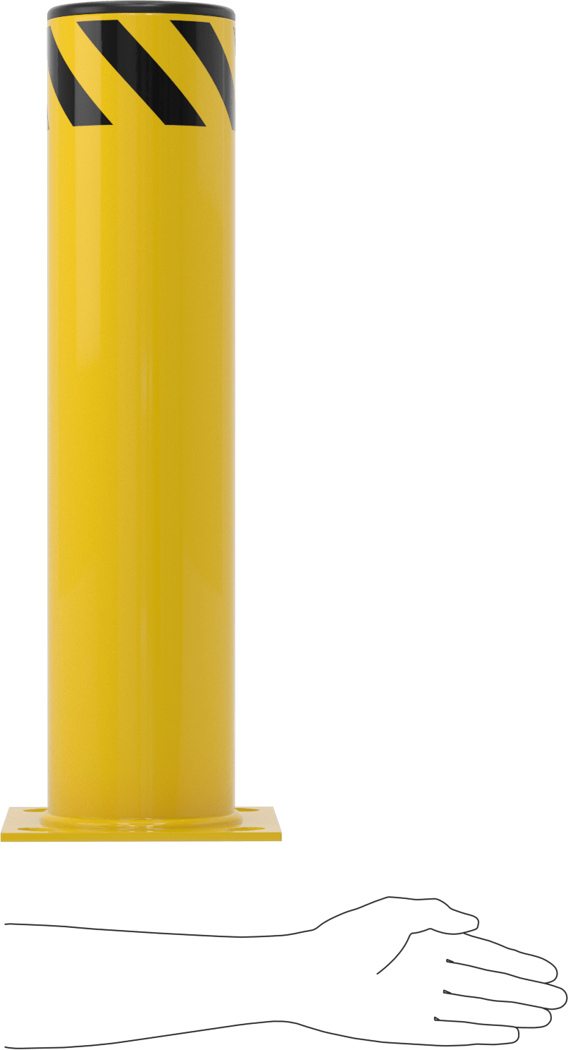 Bollard, Bantlı Açık Üst, Cıvatalı Montaj, 24 inç Yükseklik, 5-1/2" Çap