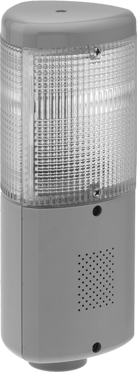 3'ü 1 Arada Kompakt Sinyal Kulesi, Sesli Alarm ile, 120V AC, Kehribar/Mavi/Kırmızı