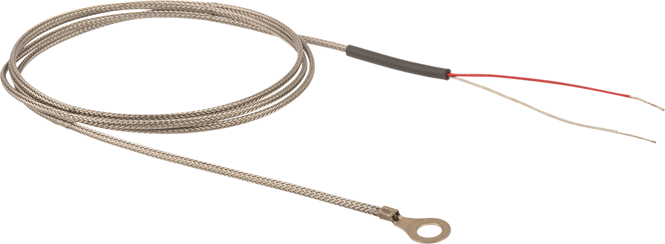Yüzeyler için Cıvatalı Termokupl Probu, Tip J, Tel Bağlantıları, 1/4" Cıvata Deliği Çapı