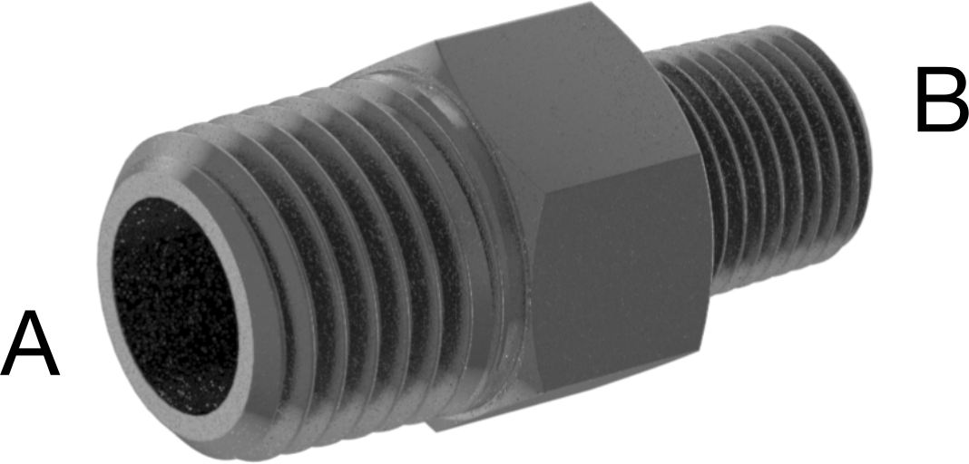 Yüksek Basınçlı Siyah Çinko Kaplamalı Pirinç Boru Bağlantı Elemanı, Düz Redüktör, 1/4 x 1/8 NPT Erkek
