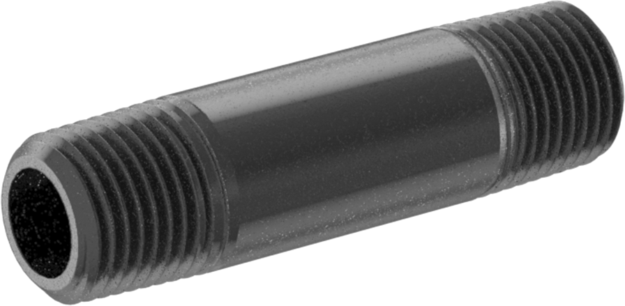 Yüksek Basınçlı Siyah Çinko Kaplamalı Pirinç Boru Bağlantı Elemanı, Nipple, Her İki Ucu Dişli, 1/8 Boru Boyutu, 1-1/2" Uzunluk