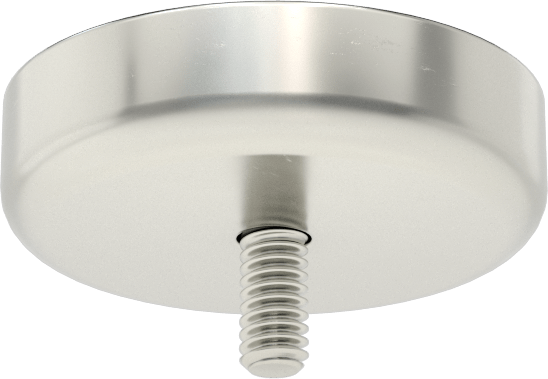 Kapalı Seramik Mıknatıs, Dişli Saplamalı, Nikel Kaplı Çelik Kasa, 1/2" Kalınlık, 2" OD