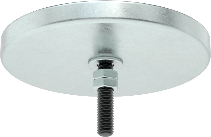 Kapalı Seramik Mıknatıs, Dişsiz Delik, Çinko Kaplı Çelik Kasa, 1/2" Kalınlık, 4-29/32" OD