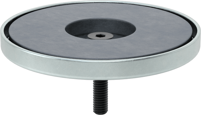 Kapalı Seramik Mıknatıs, Dişsiz Delik, Çinko Kaplı Çelik Kasa, 1/2" Kalınlık, 4-29/32" OD