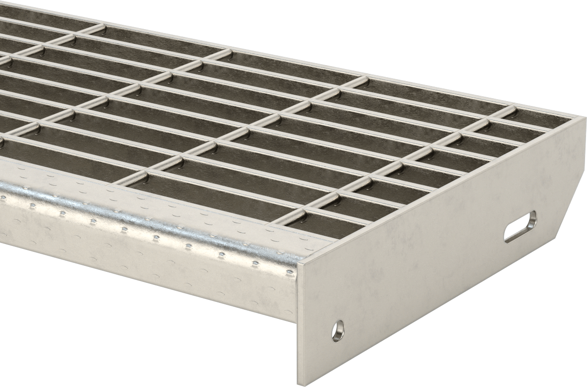 304 Paslanmaz Çelik Çubuk Izgara Merdiven Basamağı, Pürüzsüz, 36“ Genişlik x 10-15/16” Derinlik, 1-1/4" Yatak Çubuğu Yüksekliği