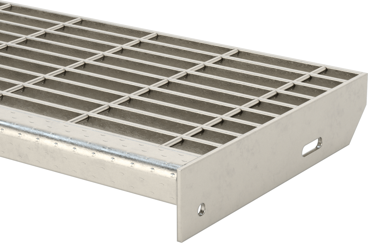 304 Paslanmaz Çelik Çubuk Izgara Merdiven Basamağı, Pürüzsüz, 36“ Genişlik x 12-1/8” Derinlik, 1" Rulman Çubuğu Yüksekliği