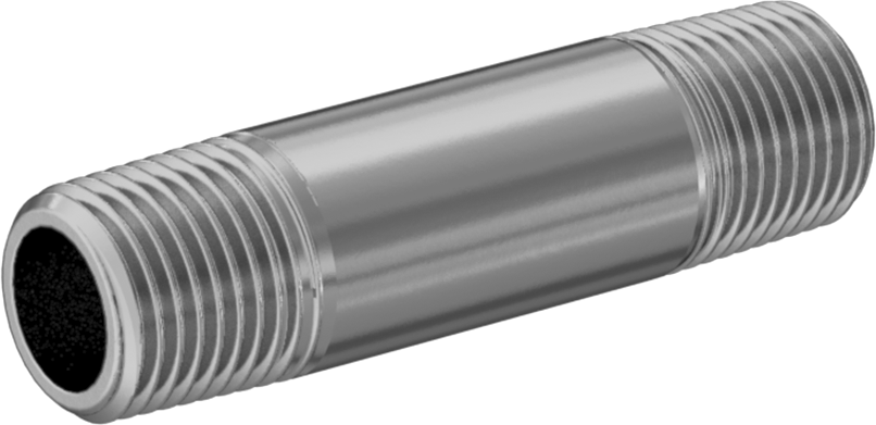 Standart Cidarlı Pirinç Boru Nipeli, Her İki Ucu Dişli, 1/8 BSPT x NPT, 1-1/2" Uzunluk