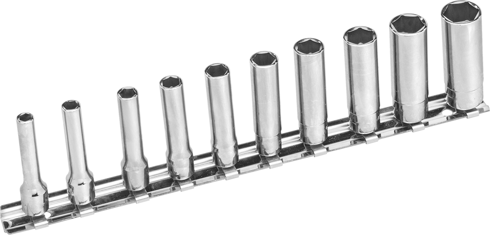 1/4" Kare Tahrik Soket Seti, 6-Point, 10 Parça, Derin