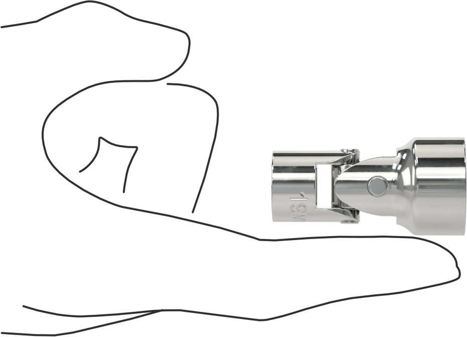 6 Uçlu Esnek Soket, 3/8" Kare Tahrik, 19 mm Tahrik Boyutu