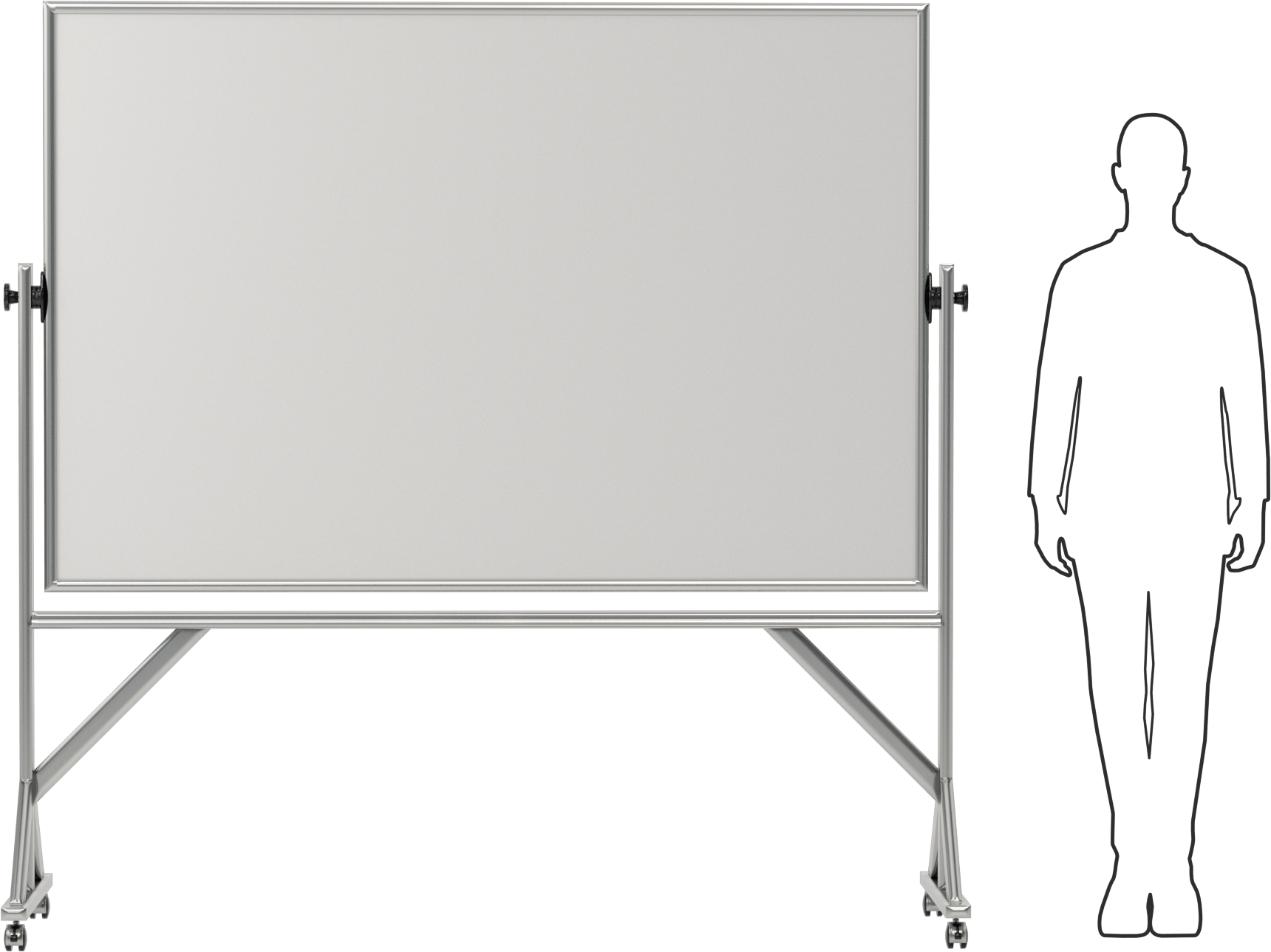 Mobil Beyaz Tahta/Duyuru Panosu, 72“ Genişlik x 48” Yükseklik, 76" Toplam Yükseklik