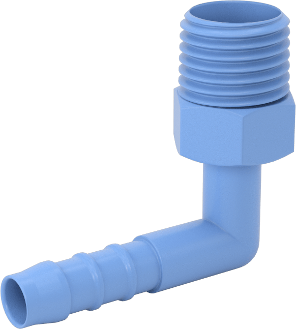 Gıda ve İçecek için Dikenli Hortum Bağlantı Parçaları, 90 Derece Dirsek Adaptörü, 1/4" Hortum İç Çapı için, 1/4 NPT Erkek