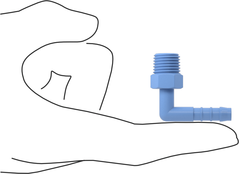 Gıda ve İçecek için Dikenli Hortum Bağlantı Parçaları, 90 Derece Dirsek Adaptörü, 1/4" Hortum İç Çapı için, 1/4 NPT Erkek