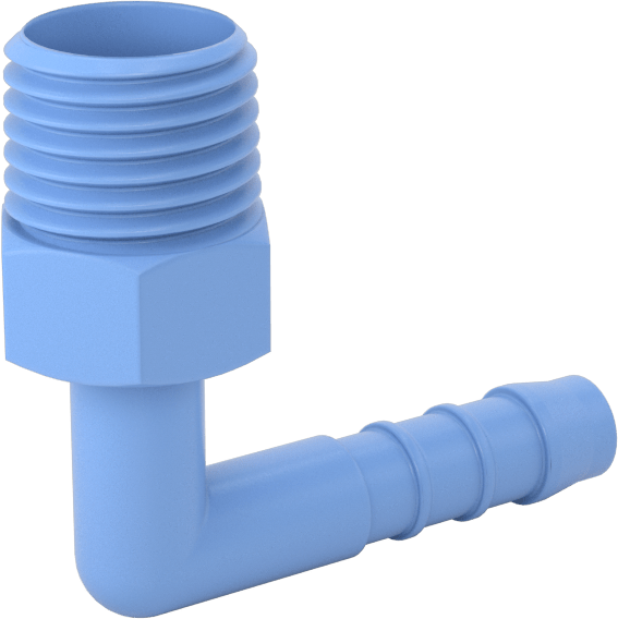Gıda ve İçecek için Dikenli Hortum Bağlantı Parçaları, 90 Derece Dirsek Adaptörü, 1/4" Hortum İç Çapı için, 1/4 NPT Erkek