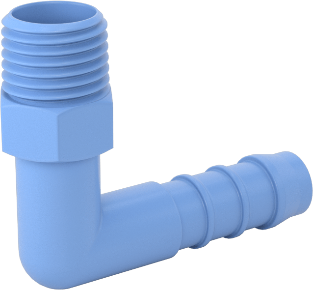 Gıda ve İçecek için Dikenli Hortum Bağlantı Parçaları, 90 Derece Dirsek Redüktör, 3/8" Hortum İç Çapı için, 1/4 NPT Erkek