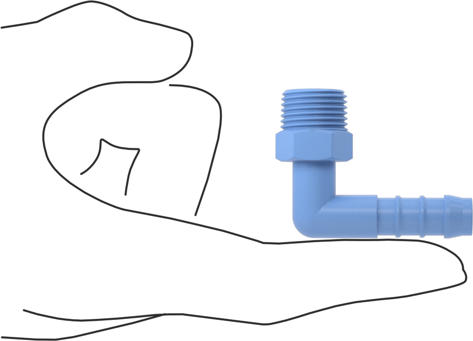 Gıda ve İçecek için Dikenli Hortum Bağlantı Parçaları, 90 Derece Dirsek Adaptörü, 3/8" Hortum İç Çapı için, 3/8 NPT Erkek
