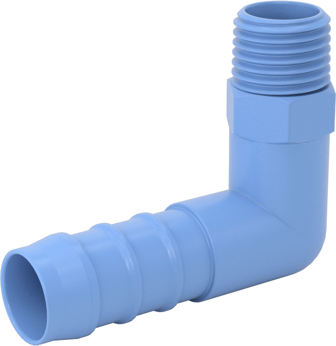 Gıda ve İçecek için Dikenli Hortum Bağlantı Parçaları, 90 Derece Dirsek Redüktör, 1/2" Hortum İç Çapı için, 1/4 NPT Erkek