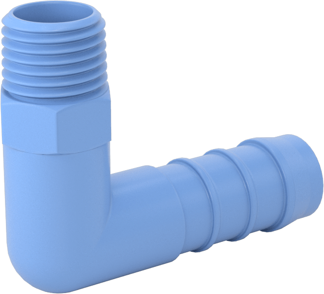 Gıda ve İçecek için Dikenli Hortum Bağlantı Parçaları, 90 Derece Dirsek Redüktör, 1/2" Hortum İç Çapı için, 1/4 NPT Erkek