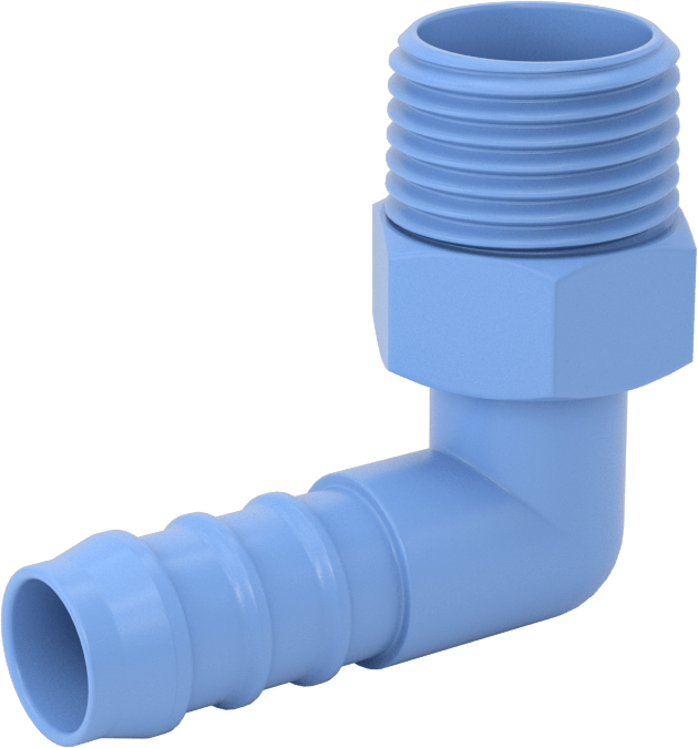 Gıda ve İçecek için Dikenli Hortum Bağlantı Parçaları, 90 Derece Dirsek Adaptörü, 1/2" Hortum İç Çapı için, 1/2 NPT Erkek