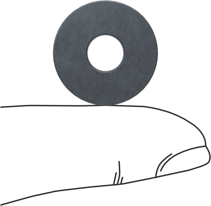 Dişsiz Delikli Seramik Mıknatıs, 1/4" Kalınlık, 3/4" OD