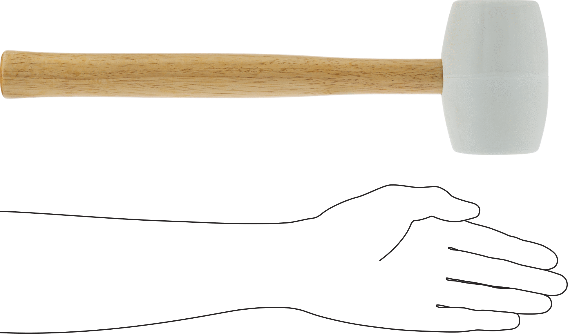 Beyaz SBR Tokmak, Hickory Saplı, 1-7/8 lbs. Baş Ağırlığı