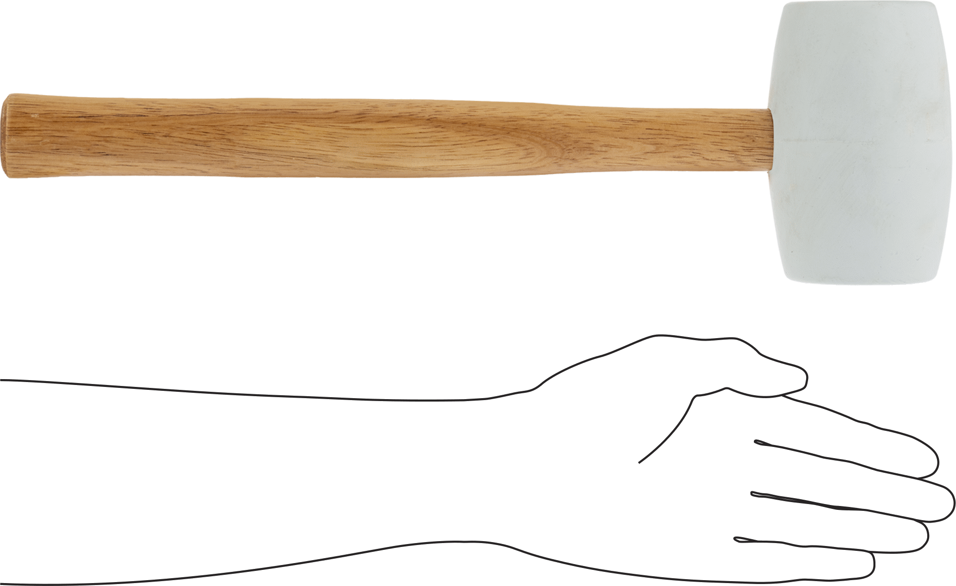 Beyaz SBR Tokmak, Hickory Saplı, 2-1/4 lbs. Baş Ağırlığı