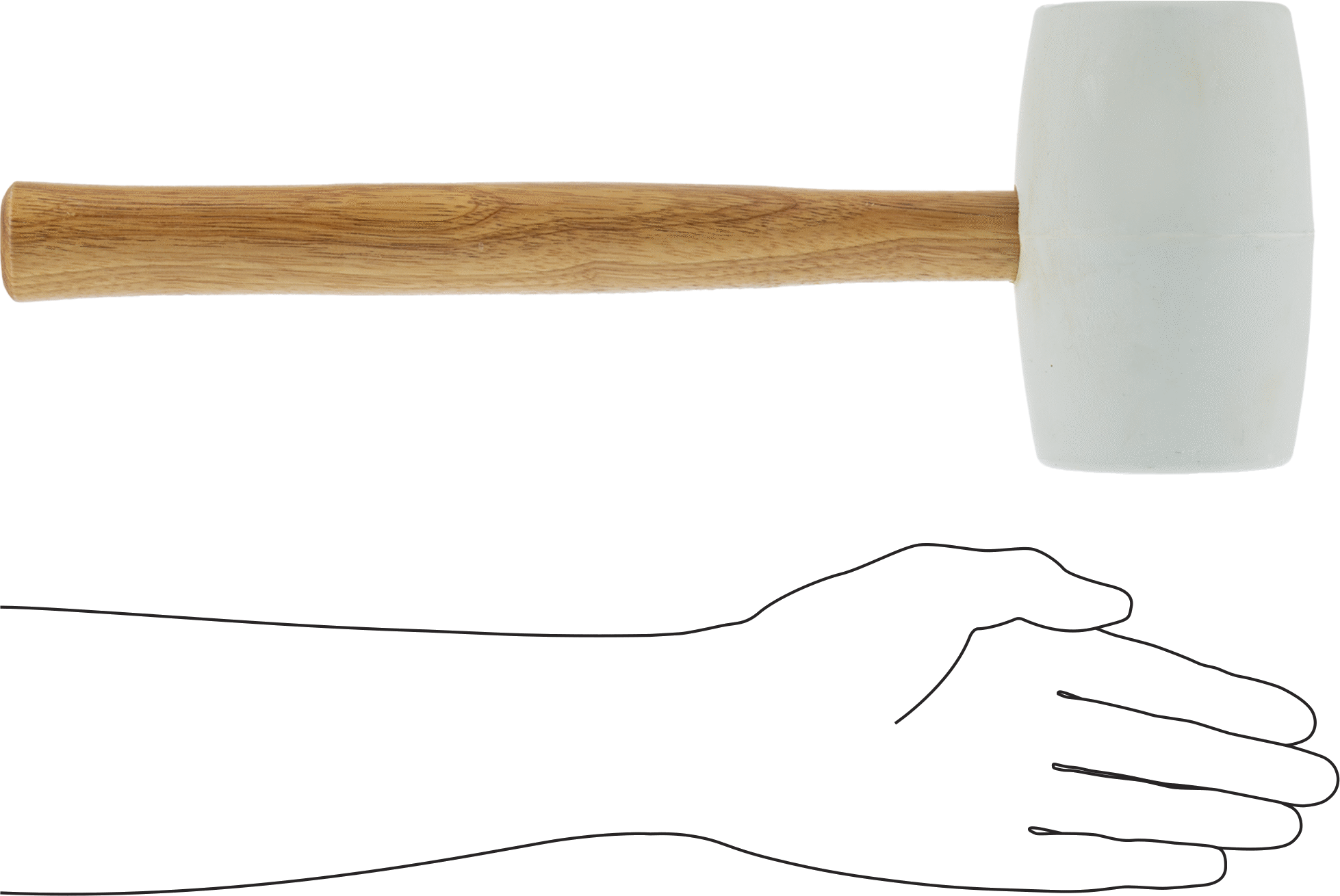 Beyaz SBR Tokmak, Hickory Saplı, 3-5/8 lbs. Baş Ağırlığı
