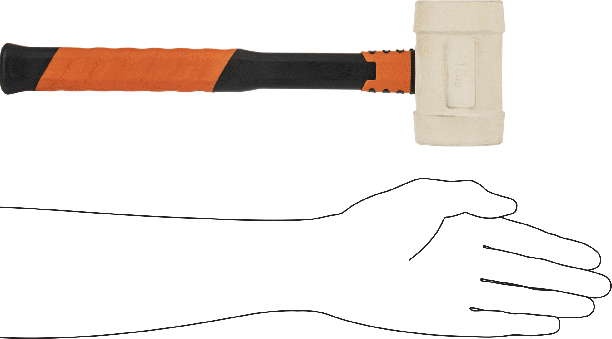 Beyaz SBR Tokmak, Fiberglas Saplı, 1 lbs. Baş Ağırlığı