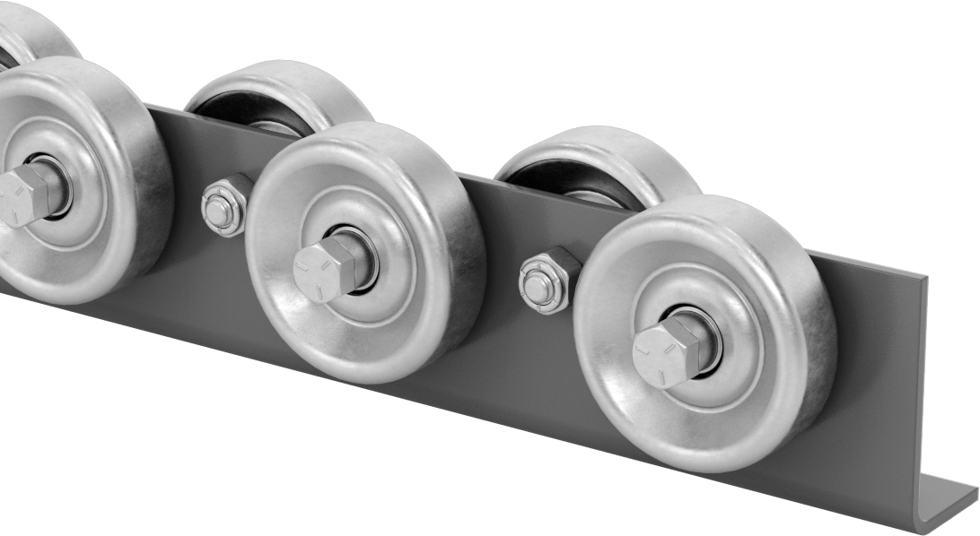 Akış Rayı, Toz Boyalı Çelik Çerçeve, 1-1/2" Tekerlek Aralığı, 5 Fit Uzunluk