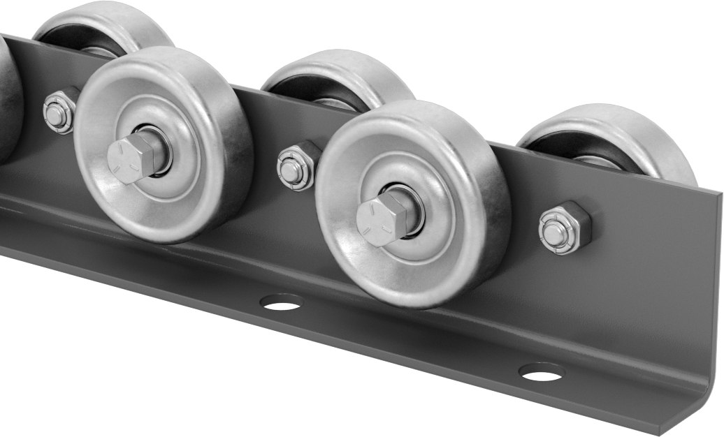 Akış Rayı, Toz Boyalı Çelik Çerçeve, 1-1/2" Tekerlek Aralığı, 10 Fit Uzunluk