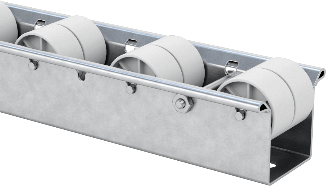 Akış Rayı, 3“ Aralıklı 1-5/8” Çaplı ABS Tekerlekler, 10 Fit Uzunluk