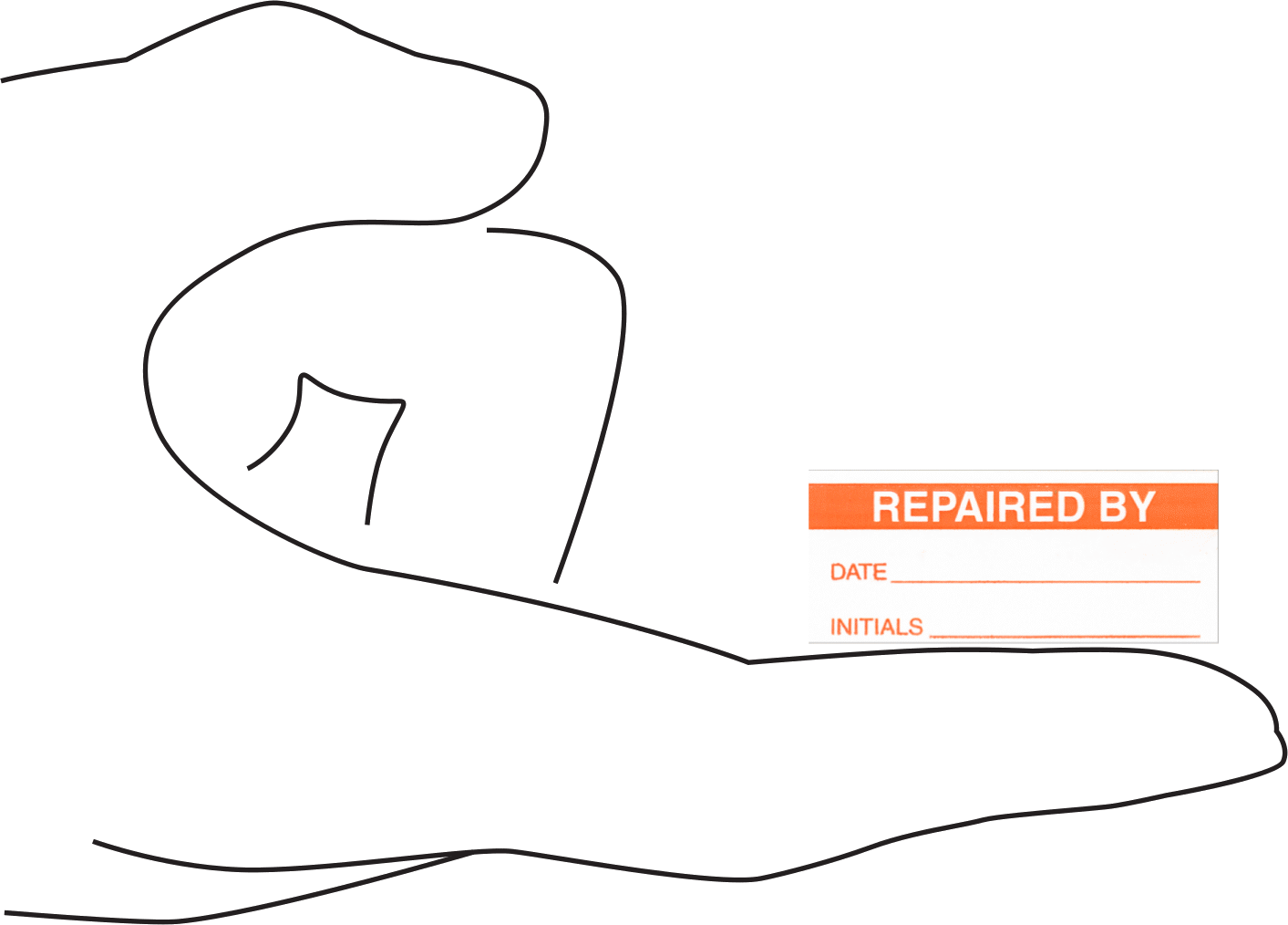 Malzeme Takip Etiketleri, Vinil Plastik, Onarılan Mesaj, 5/8" Yüksek, 1-1/2" Genişlik
