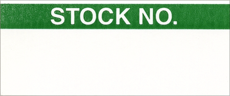Malzeme Takip Etiketleri, Tyvek Plastik, Stok No. Mesajı, 5/8" x 1-1/2"