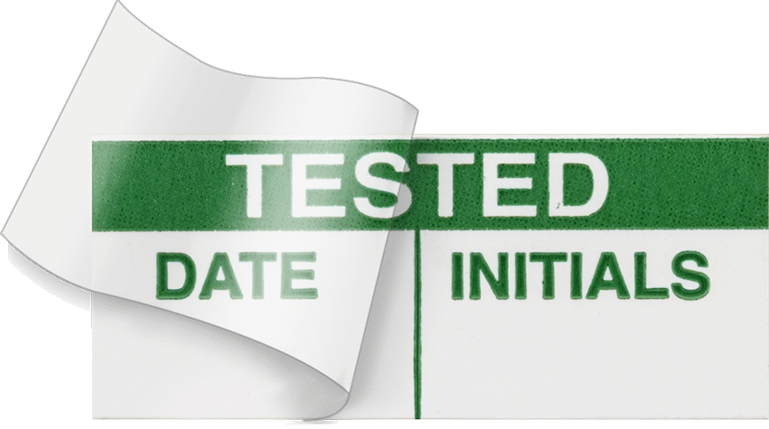 Malzeme Takip Etiketleri, Laminasyon Kanadı ile, Test Edildi Mesajı, 5/8" Yüksek, 1-1/2" Genişlik