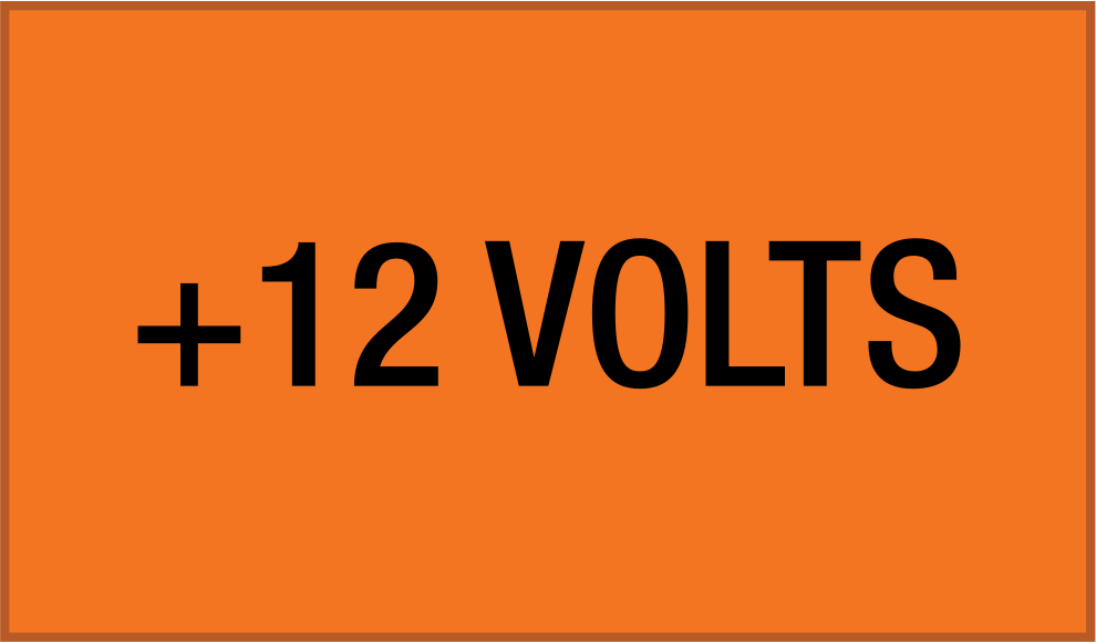 Elektrikli Ekipman Etiketleri, 2-1/4“ Yükseklik x 9” Genişlik, (+12 Volt)