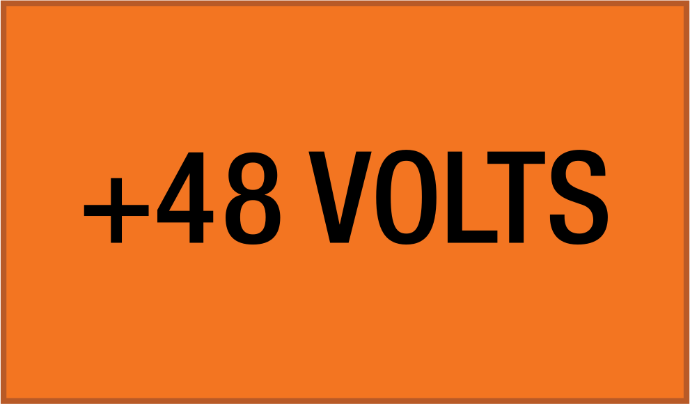 Elektrikli Ekipman Etiketleri, 2-1/4“ Yükseklik x 9” Genişlik, (+48 Volt)
